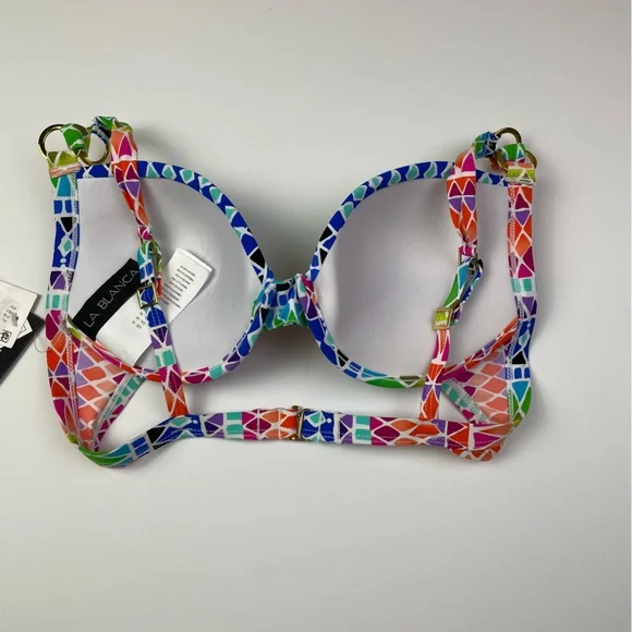 NWT La Blanca Rainbow Push Up Bikini Top Size 6 - Picture 2 of 7